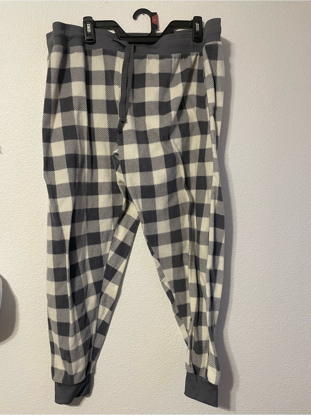 Cozy Black & Cream Plaid Fleece Jogger Pants